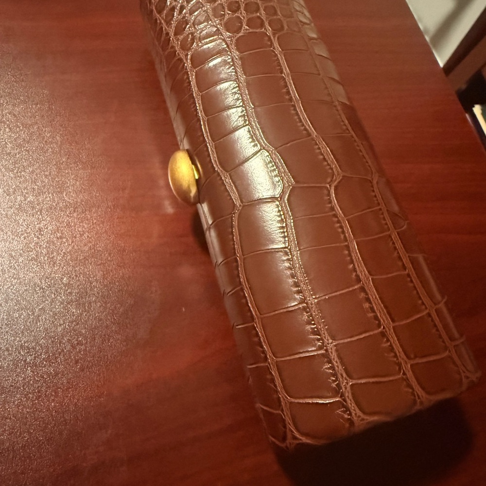 Brown Crocodile Embossed Clutch NWOT - Picture 7 of 7
